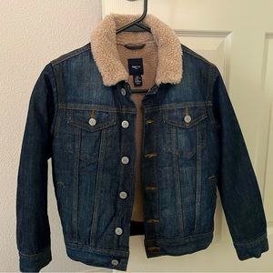EUC GAP kids Boys Sherpa Fully Lined Denim Jacket size 8-9